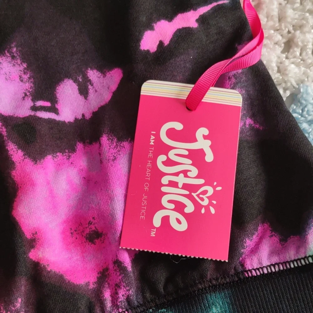 NWT Justice M(10) Tie Dye Cropped Hoodie